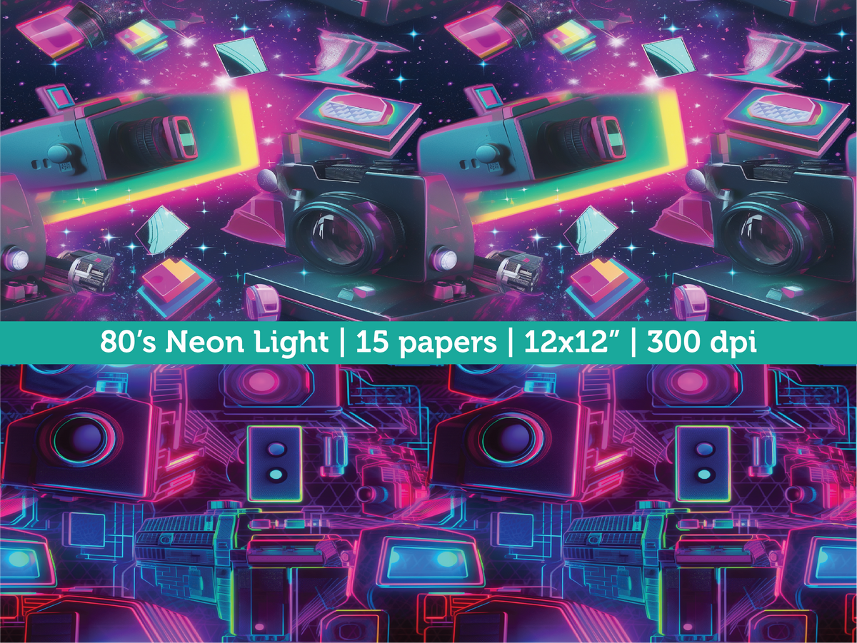Neon Digital Papers - Magical Printable