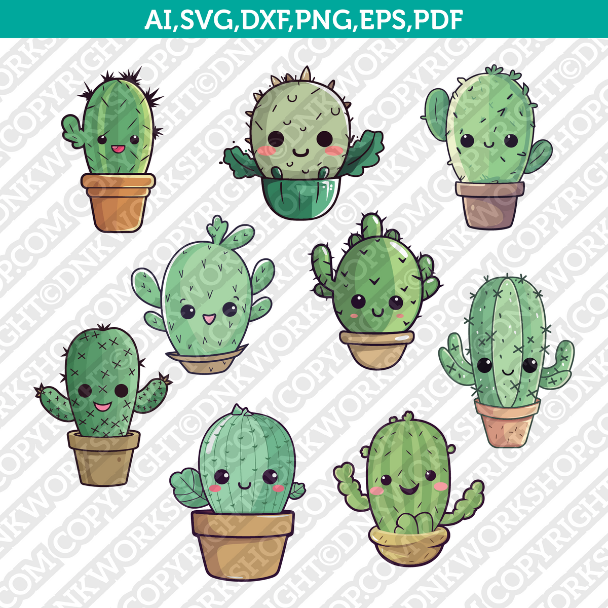 Cute Cactus Svg Cricut Laser Cut File Clipart Silhouette Cameo