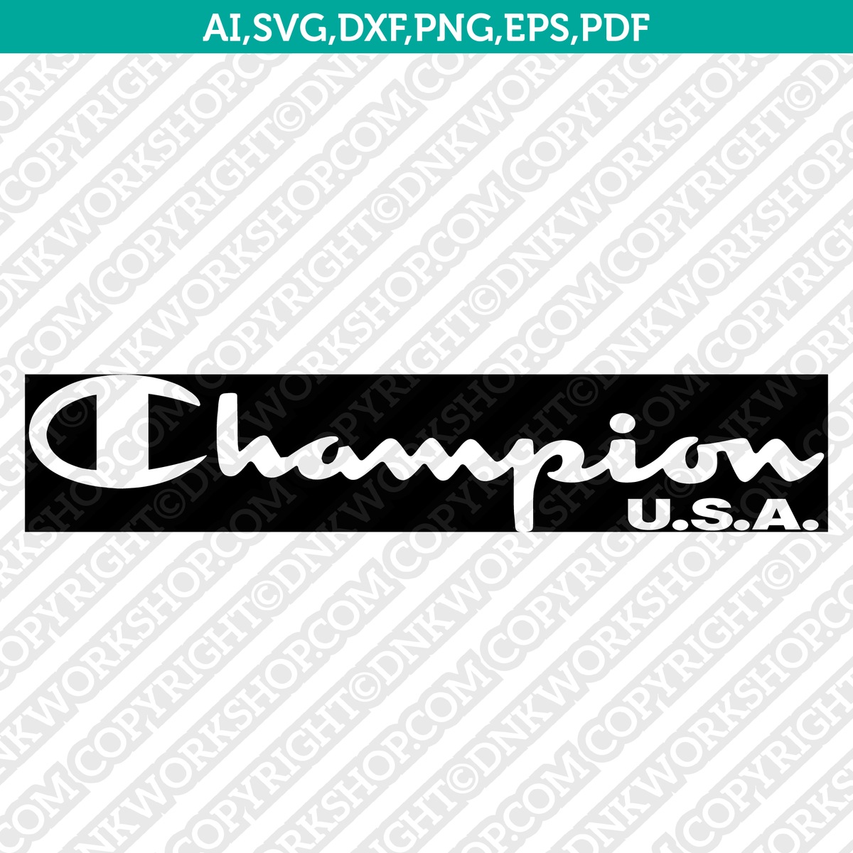 Champion Logo SVG Silhouette Cameo Cricut Cut File Vector Png Eps Dxf DNKWorkshop