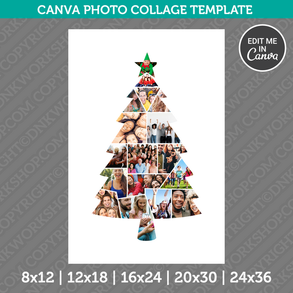Christmas Tree Photo Collage Template Canva PDF