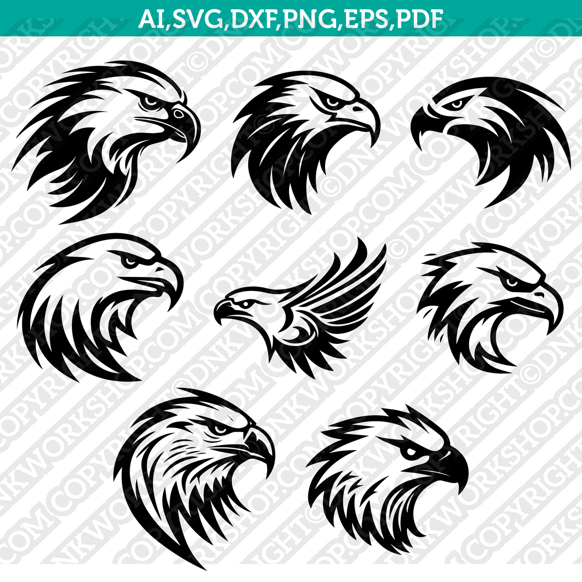 Eagle Head SVG Mascot Cut File Cricut Clipart Png – DNKWorkshop