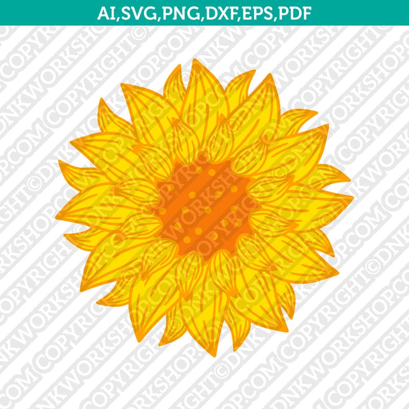 Flower Sunflower SVG Cut File Cricut Vector Sticker Decal Dxf PNG Eps ...
