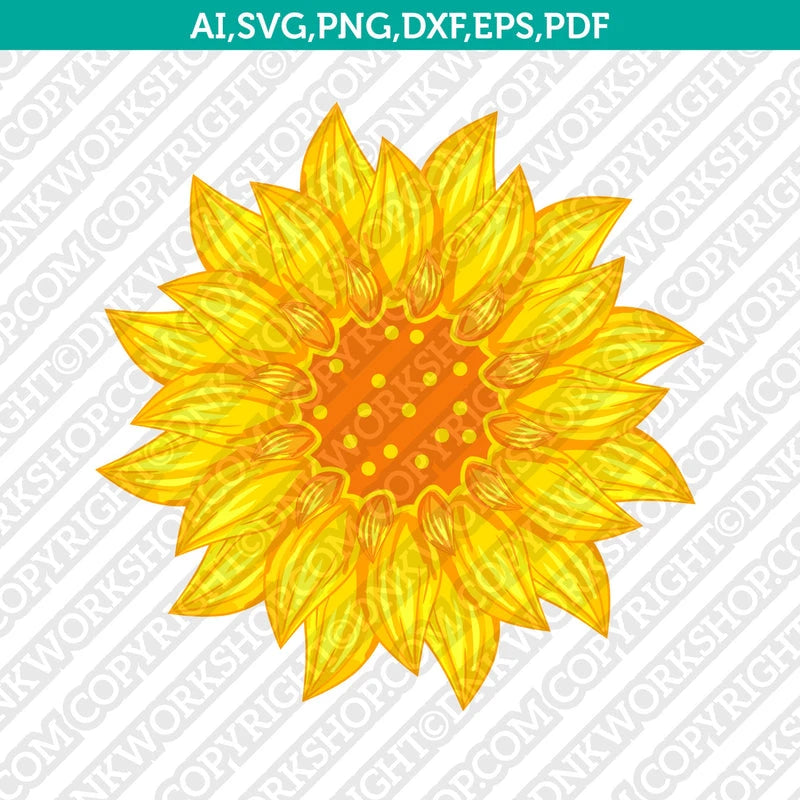 Flower Sunflower SVG Cut File Cricut Vector Sticker Decal Dxf PNG Eps ...