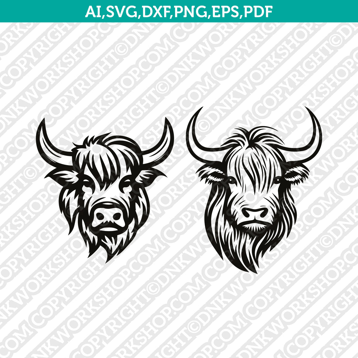 Highland Cow Head SVG Mascot Cut File Cricut Clipart Silhouette Png –  DNKWorkshop, image size:1200x1200