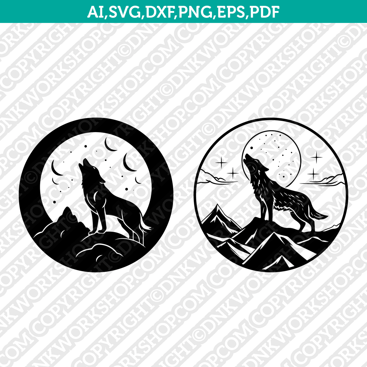 Howling Wolf SVG Vector Clipart Design Silhouette For Vinyl Decal Sticker