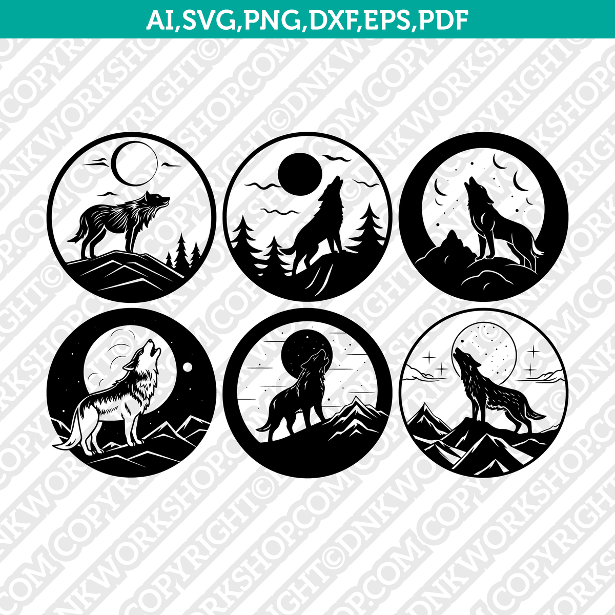 Howling Wolf SVG Vector Clipart Design Silhouette For Vinyl Decal Sticker