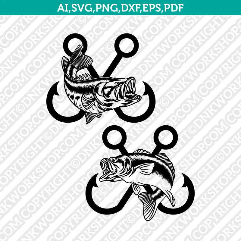 bass fish hook svg Jumping Fishing Cut File Vector Cricut Clipart Custom Bull Bay rod Color:Black / blue outdoor gear