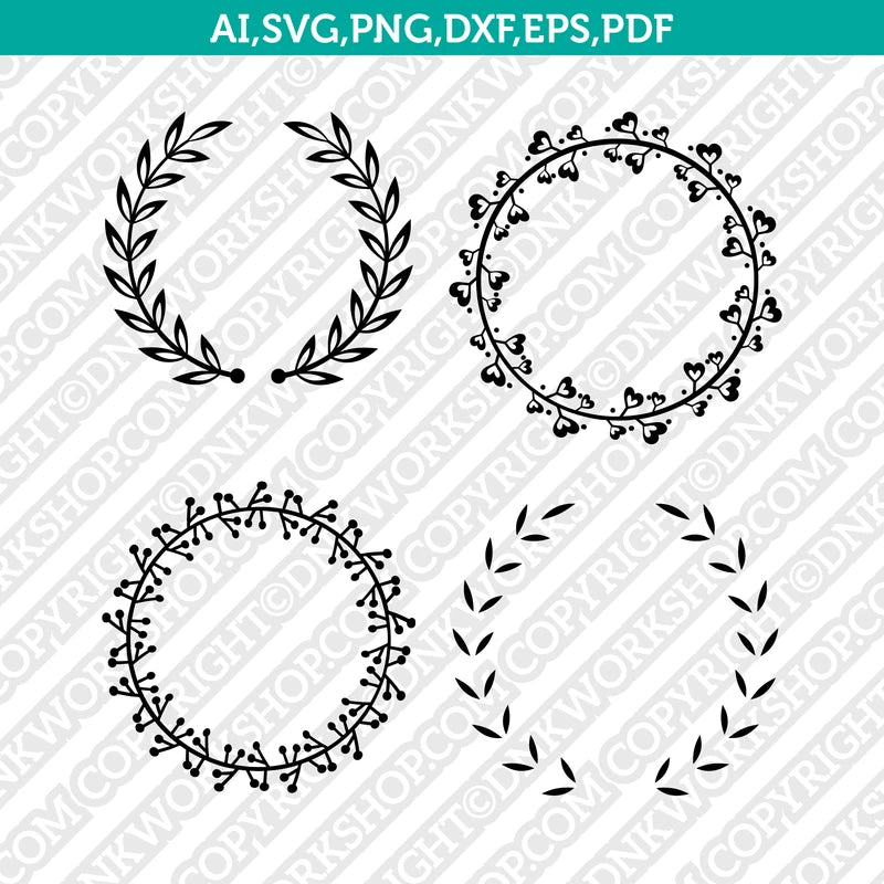 Laurel Wreath Round Circle Monogram Frame¬ SVG Vector Cricut Cut File ...