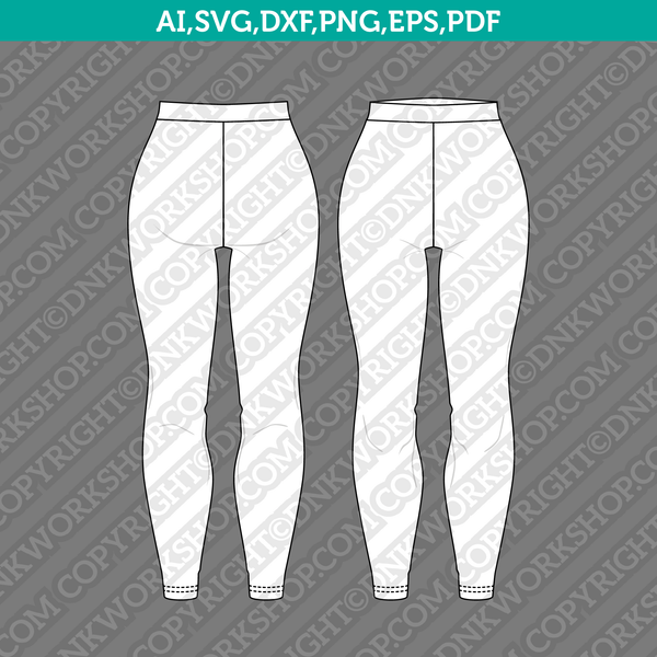 Long Legging SVG Clothing Template PDF CAD Sketch Fashion Cut File Cricut Clipart
