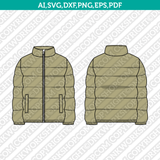 Puffer Jacket SVG CAD Technical Flat Sketch Fashion PDF Eps Cut File Vector Cricut Clipart