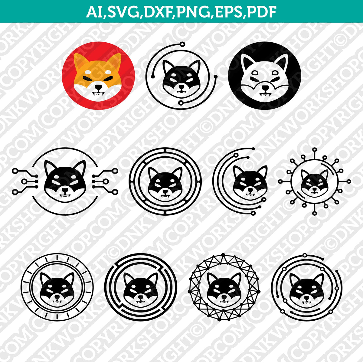 Shiba Inu Logo SVG Cryptocurrency Cricut CutFile Clipart Dxf Eps Png S –  DNKWorkshop