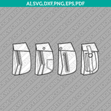 Trouser Shirt Pocket SVG Cut File CAD Technical Flat Sketch Fashion PDF Cricut