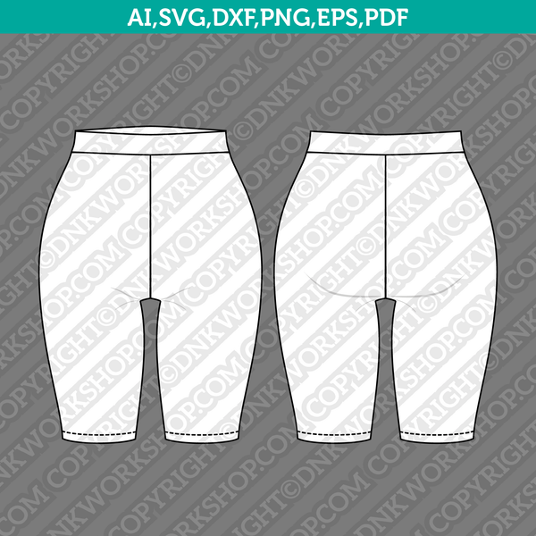 Short Legging SVG CAD Technical Flat Sketch Cricut Fashion Cut File PDF Clipart