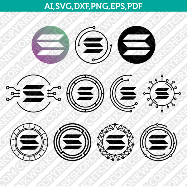 Solana Logo SVG Cryptocurrency Cricut CutFile Clipart Dxf Eps Png Silhouette Cameo