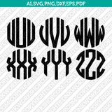 Three Letters Round Circle Monogram Font Alphabet Lettering SVG Vector Silhouette Cameo Cricut Cut File Clipart Png Dxf Eps