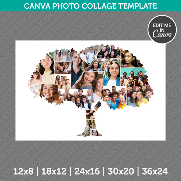 Tree Photo Collage Template Canva PDF