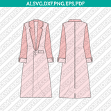 Trench Coat SVG Technical Flat Sketch Fashion CAD PDF Cut File Vector Cricut Clipart