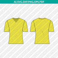 V-neck Shirt Template SVG Flat Clothing Sketch Fashion CAD PDF Cut File Cricut Clipart