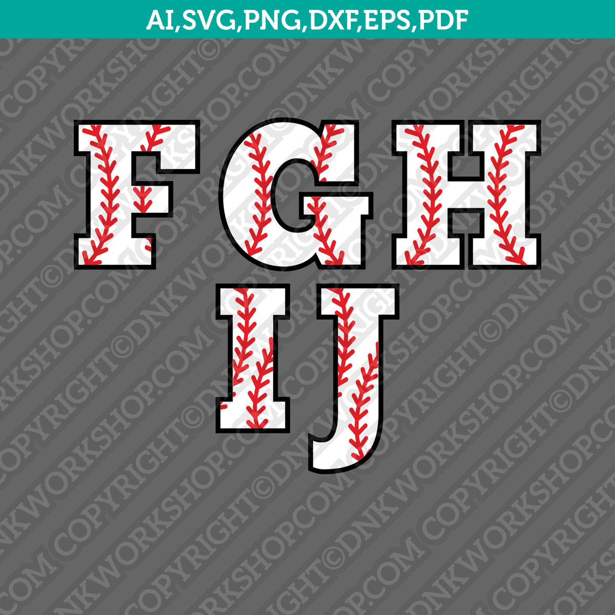 Baseball font SVG cut files  Baseball letters and numbers