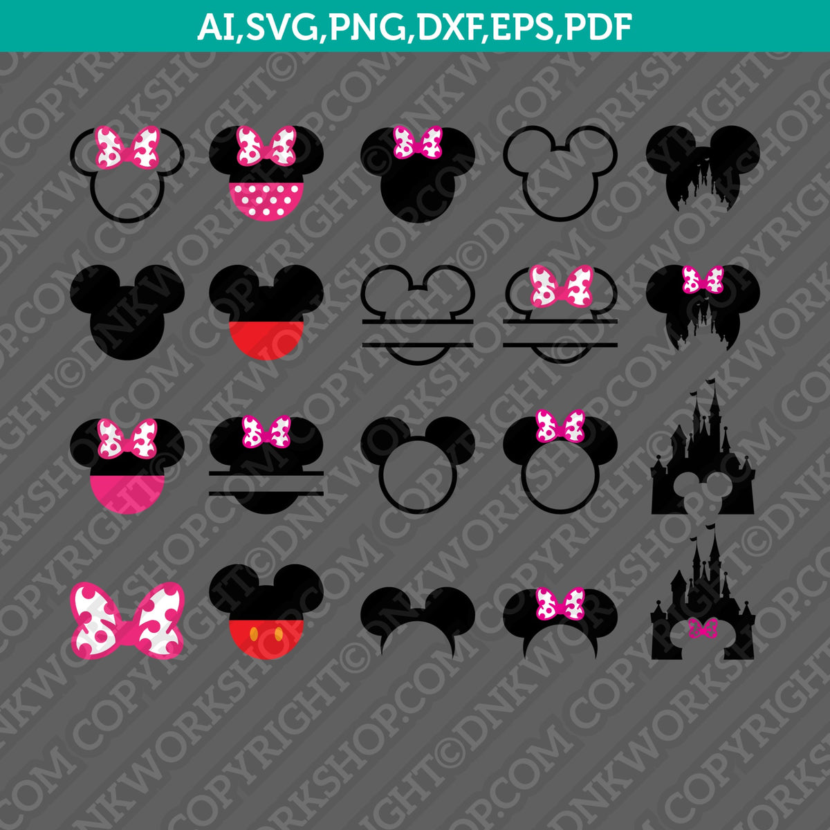 16 Disney Mickey Minnie Mouse SVG Cut File Vector Cricut Clipart Png –  DNKWorkshop