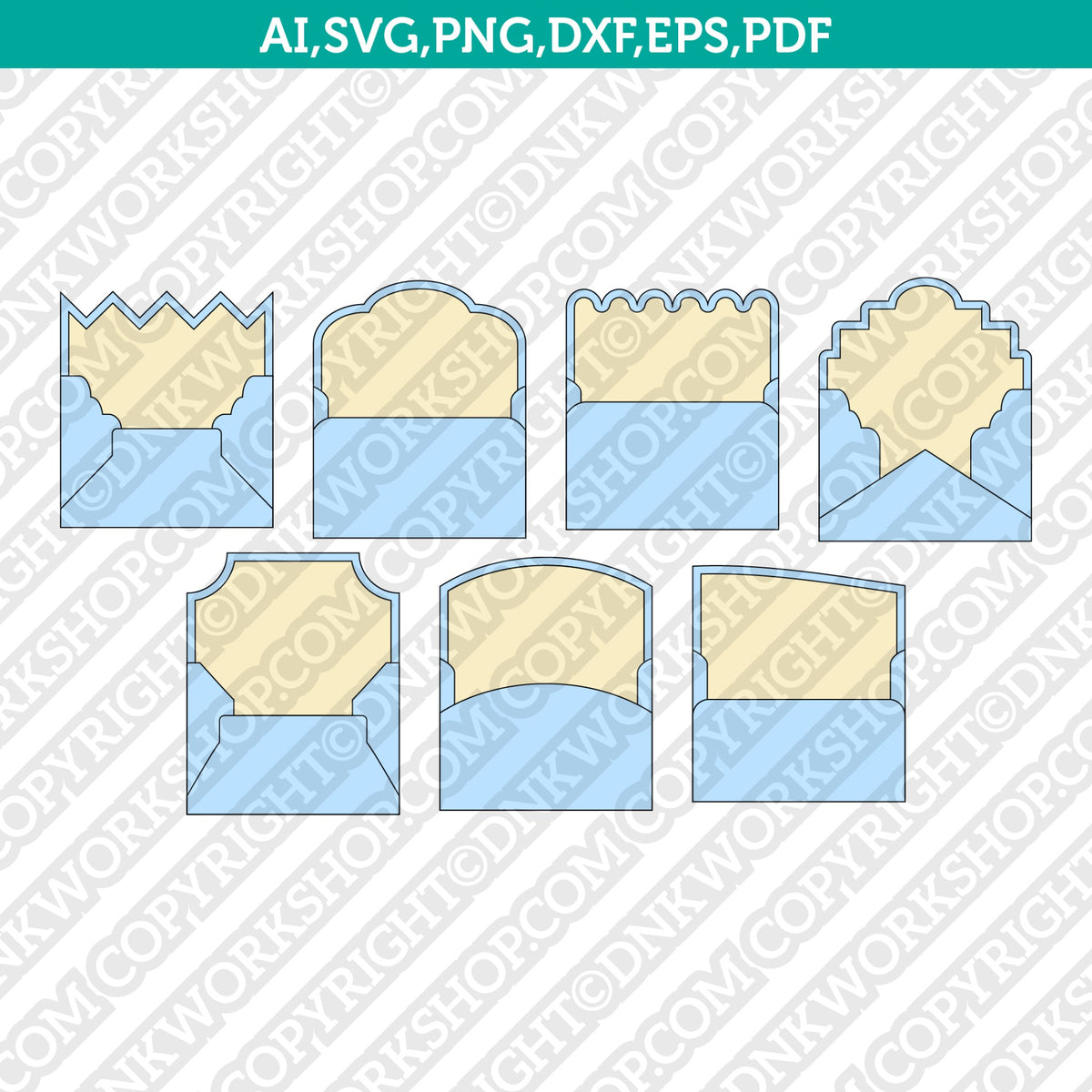 Envelope Template for 5x7,PNG and SVG, Dxf, Formats, A3 sheet, Printable