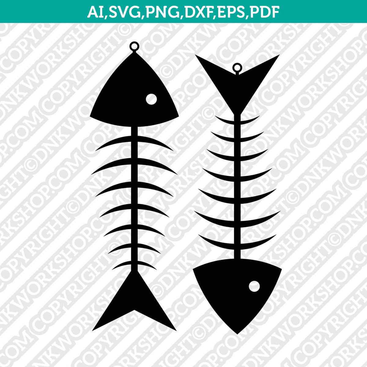 clipart fish skeleton earrings