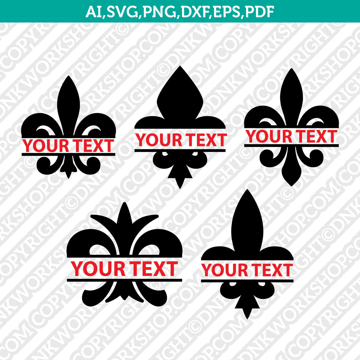 BANNER SPLIT MONOGRAM SVG-Cricut & Silhouette Files SVG DXF EPS PNG