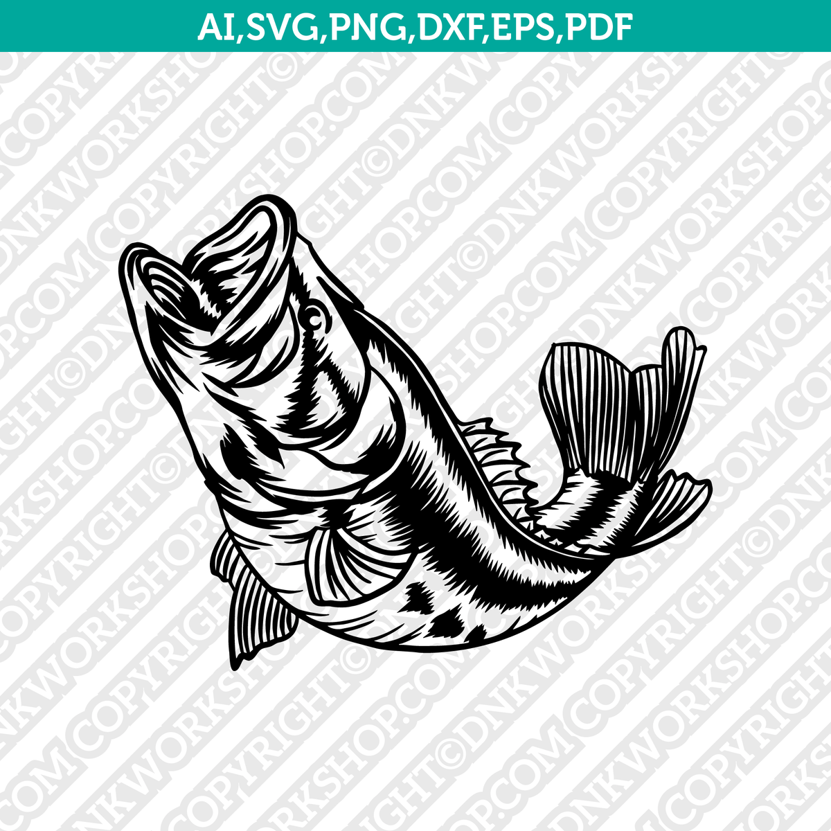 bass fish jumping clip art