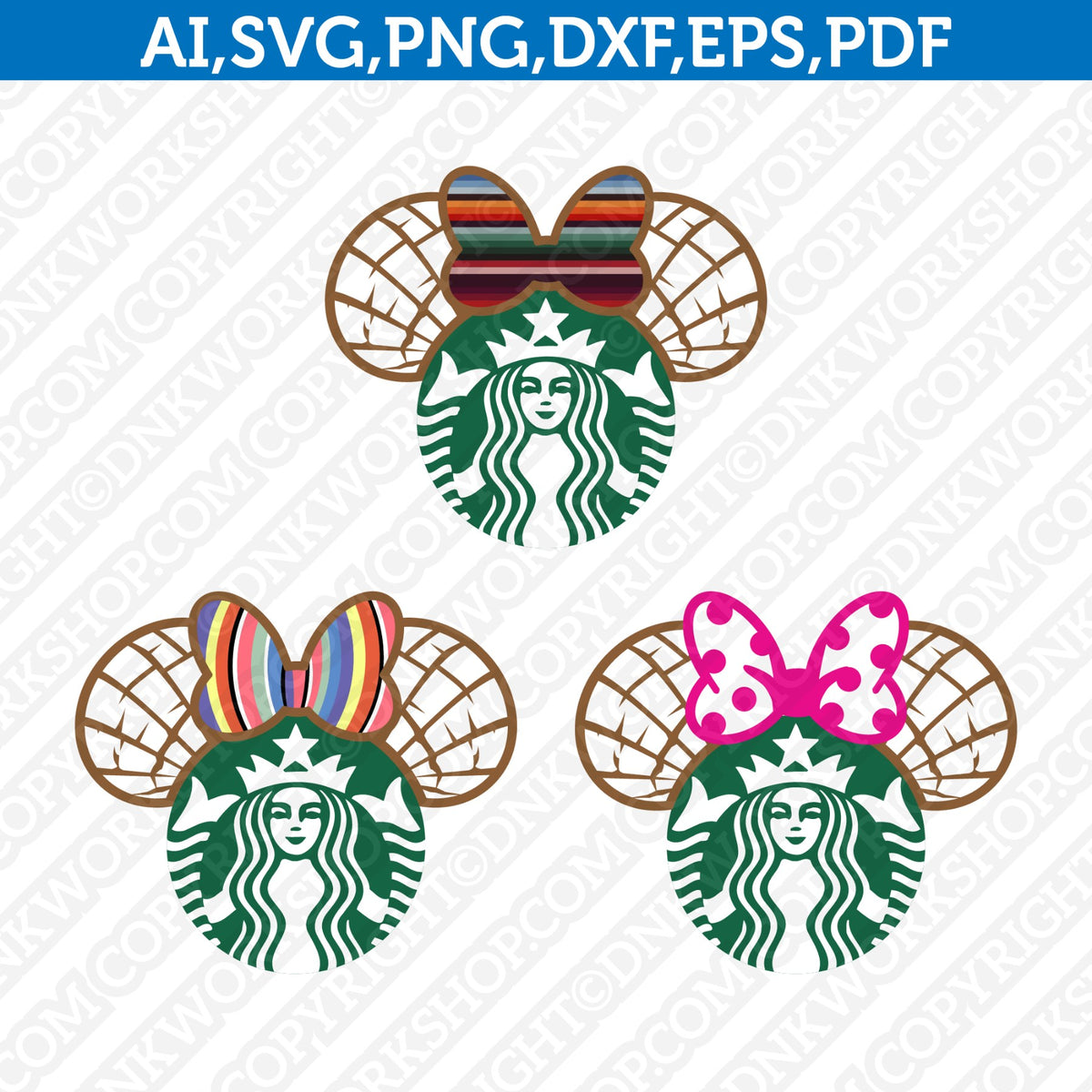 Concha Mickey & Minnie Mouse Full Wrap Svg, Starbucks Svg, Coffee