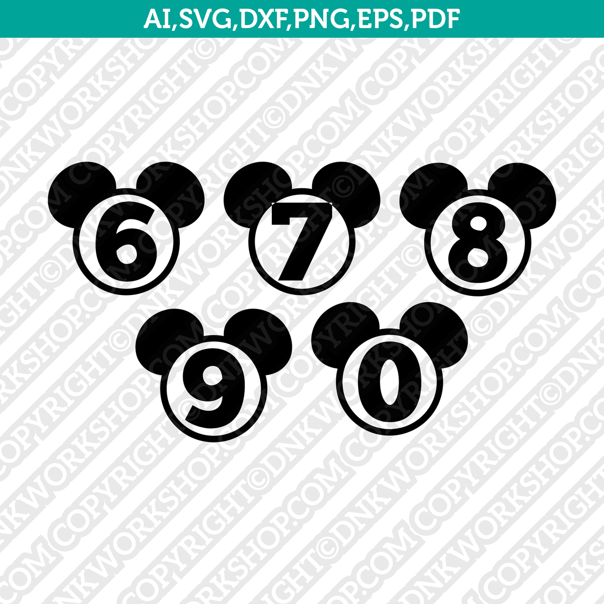 Mickey Mouse Numbers SVG, Mouse SVG, Cut File - Digital Download svg dxf  eps png pdf Design For Cricut or Silhouette Cut File Instant Vector