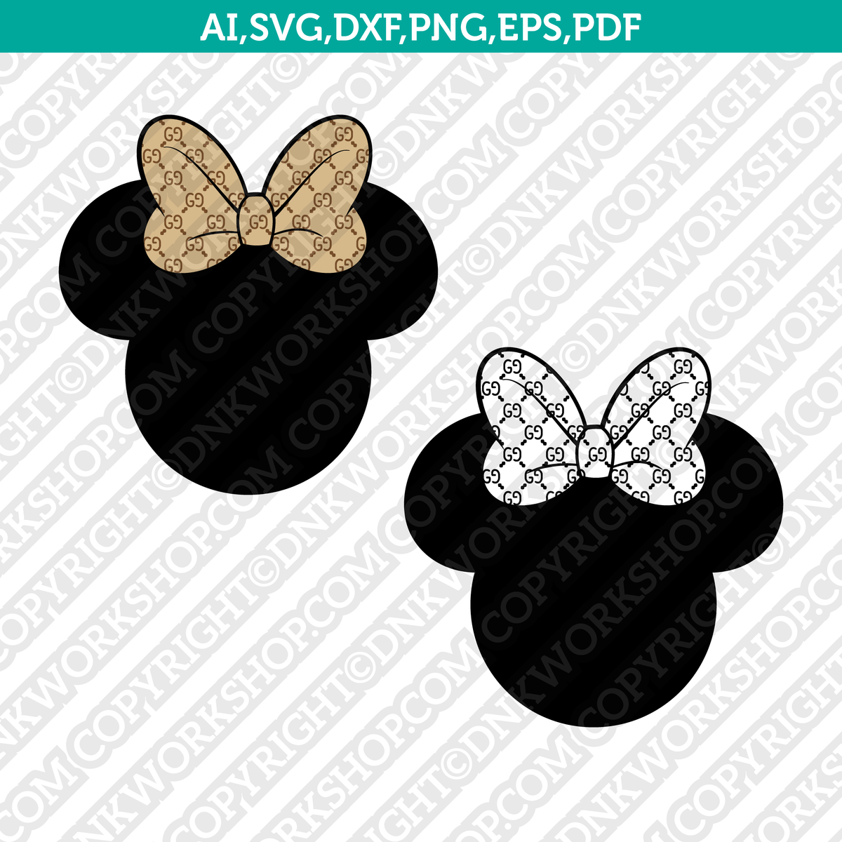 Minnie Mouse Designer Gucci Pattern SVG Sticker Cricut Cut File Clipart