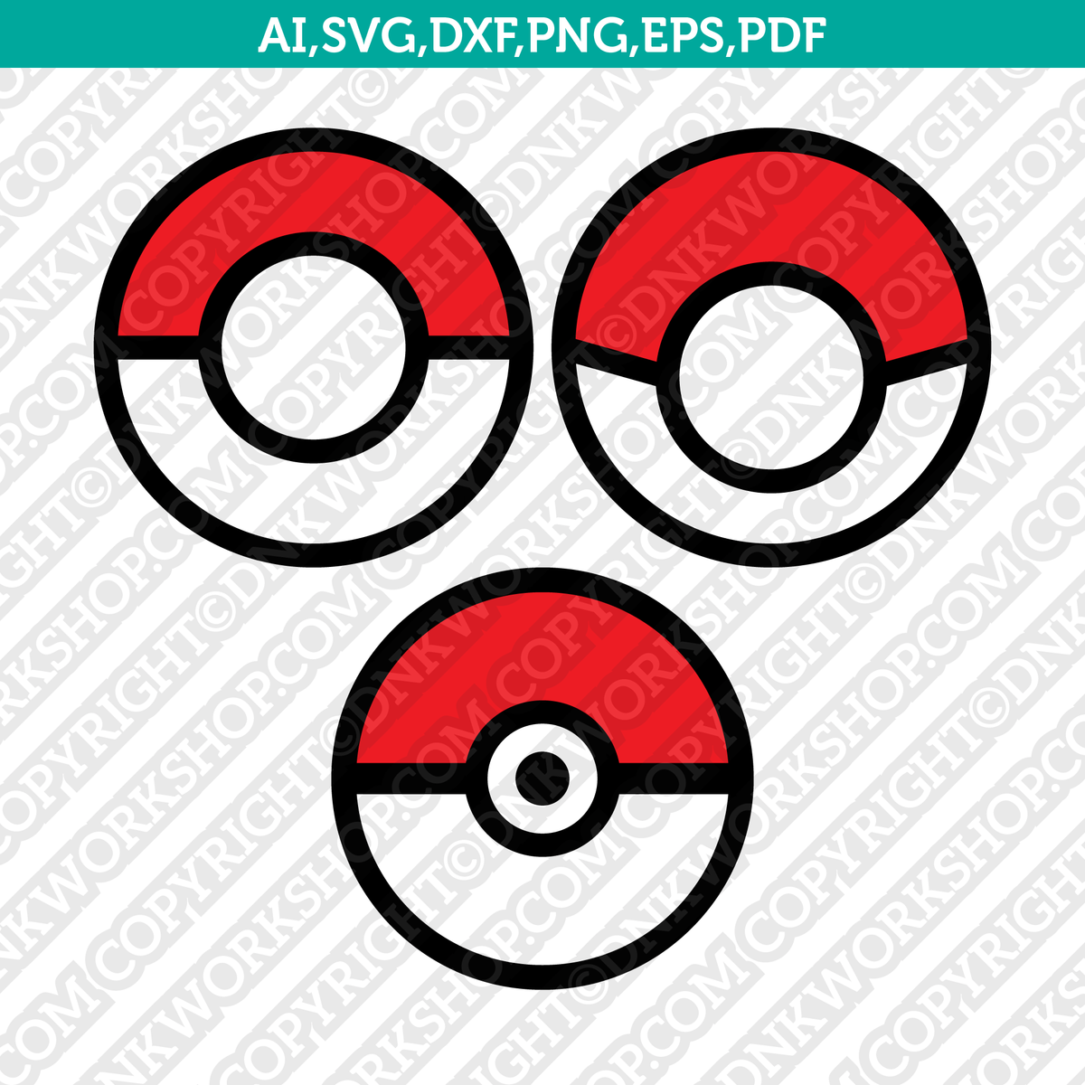 Pokemon Pokeball Monogram Frame SVG Cut File Cricut Clipart Dxf Png