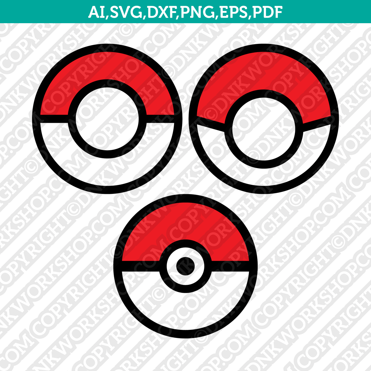 Pokemon Pokeball Monogram Frame SVG Cut File Cricut Clipart Dxf