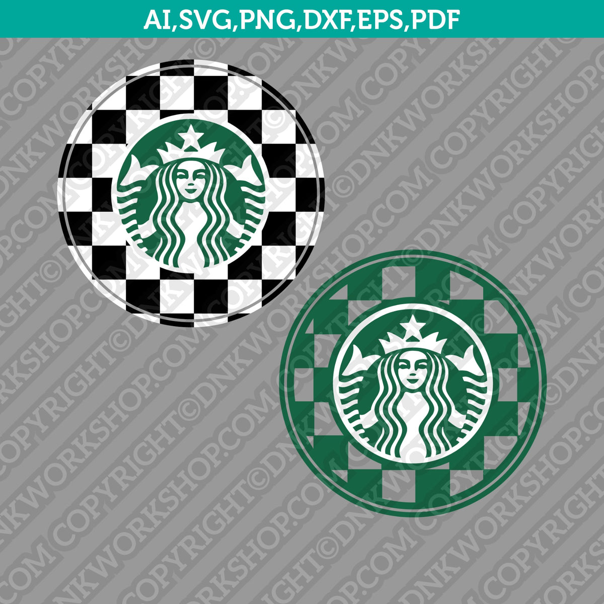 Checkered Starbucks Cups Border Decal -  New Zealand