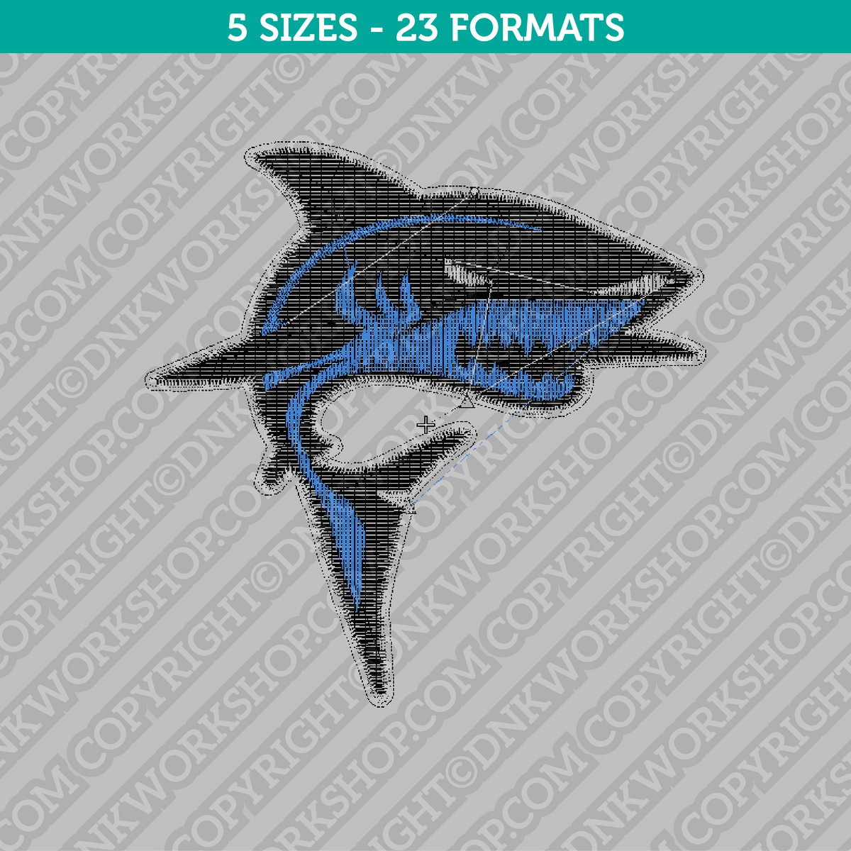 San Jose Sharks Embroidery Design ⋆ 5 sizes included ⋆ Blu Cat Red Dog
