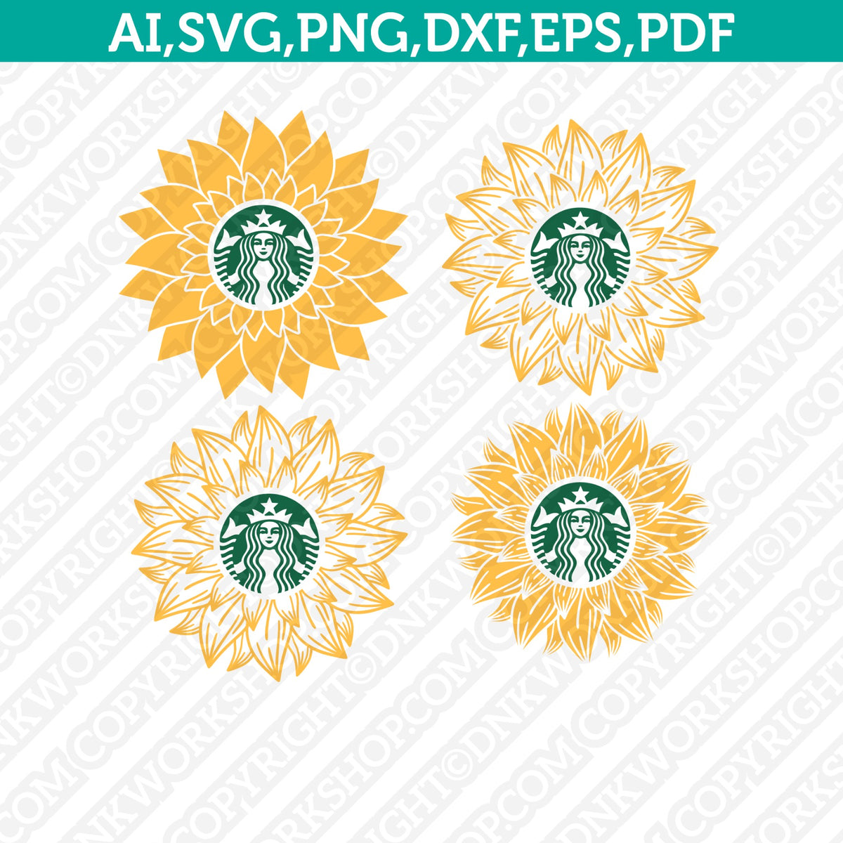 Sunflower Starbucks Coffee SVG file Starbucks coffee Cutfile Custom  Starbucks Logo Silhouette Cameo Cricut DIY Instant Download