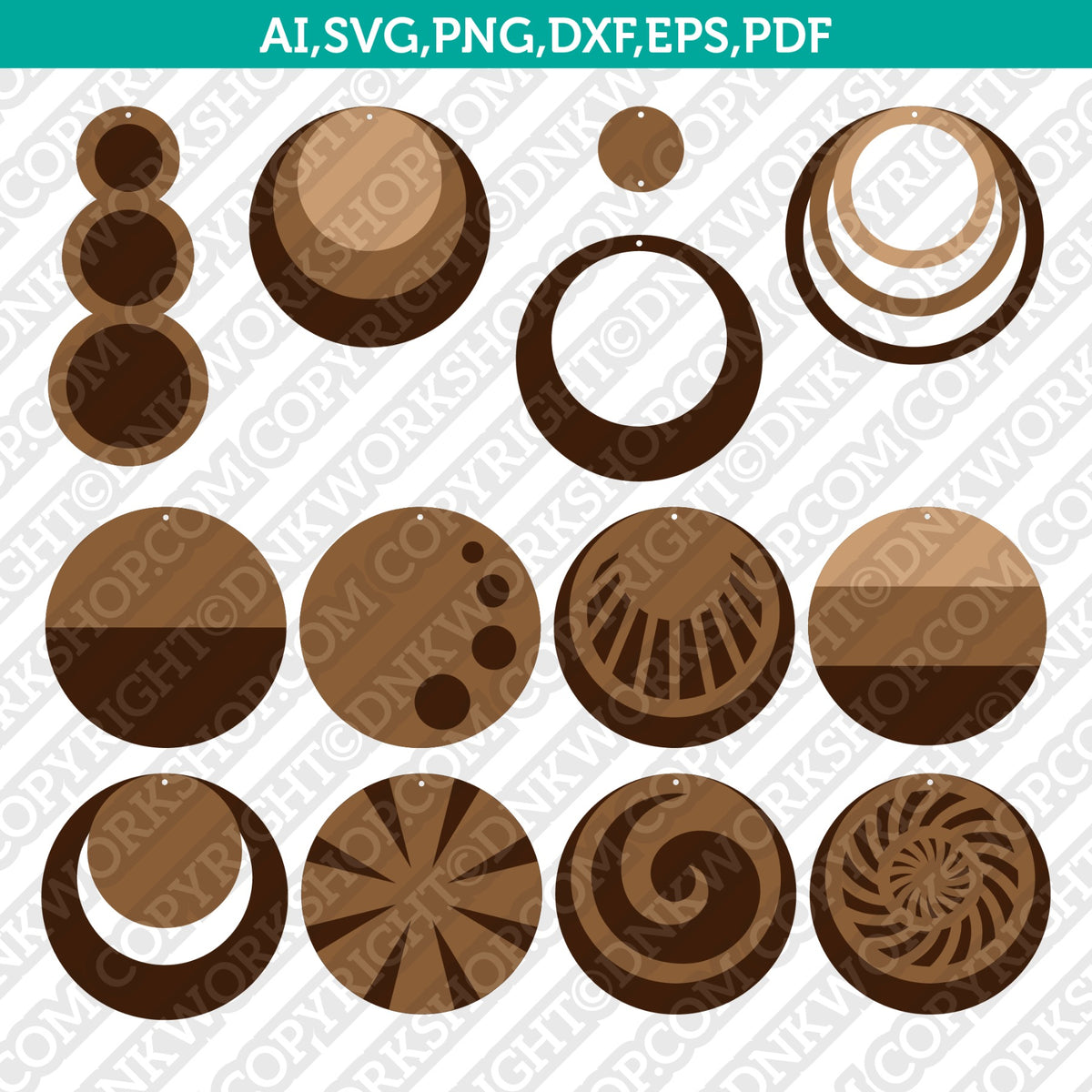 Wood Leather Acrylic Circle Stacked Earring Template SVG Laser Cut Fil –  DNKWorkshop