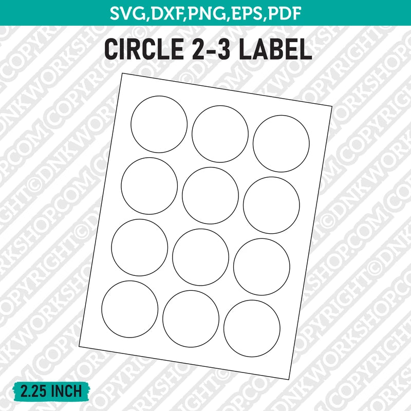 2.25 Inch Circle Label Template SVG Cut File Vector Cricut Clipart Png ...