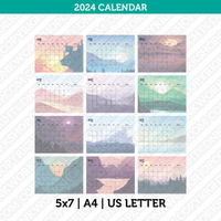 Mountain Calendar 2024 Printable PDF | A4 & Us Letter - Sunday Monday