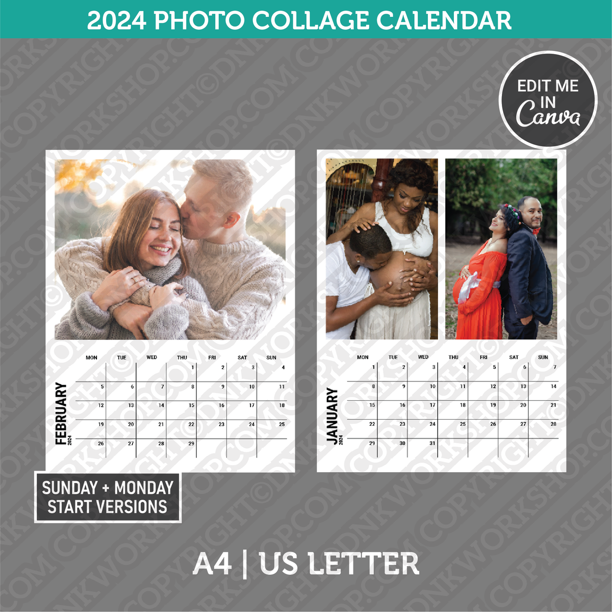 Photo Collage 2024 Calendar Printable PDF A4 US Letter Sunday Mo   2024 Photo Collage Calendar PDF Printable A4 US Letter 62a831c9 Ec13 45de A223 09fbdf3e8dcd 1200x1200 