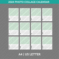 2024 Photo Collage Calendar Printable PDF | A4 & US Letter - Sunday Monday