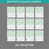 2024 Photo Collage Calendar Printable PDF | A4 & US Letter - Sunday Monday