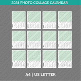 Calendar Photo Collage 2024 Printable PDF | A4 & US Letter - Sunday Monday