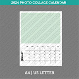 2024 Photo Collage Calendar Printable PDF | A4 & US Letter - Sunday Monday