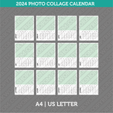 Calendar Photo Collage 2024 Printable PDF | A4 & US Letter - Sunday Monday