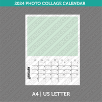 Photo Collage 2024 Calendar Printable PDF | A4 & US Letter - Sunday Monday