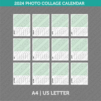 2024 Photo Collage Calendar Printable PDF | A4 & US Letter - Sunday Monday