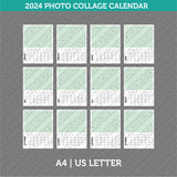 2024 Photo Collage Calendar Printable PDF | A4 & US Letter - Sunday Monday