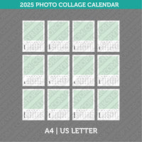 Photo Collage 2025 Calendar Printable PDF | A4 &amp; US Letter - Sunday Monday.
