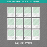 Photo Collage 2025 Calendar Printable PDF | A4 &amp; US Letter - Sunday Monday.